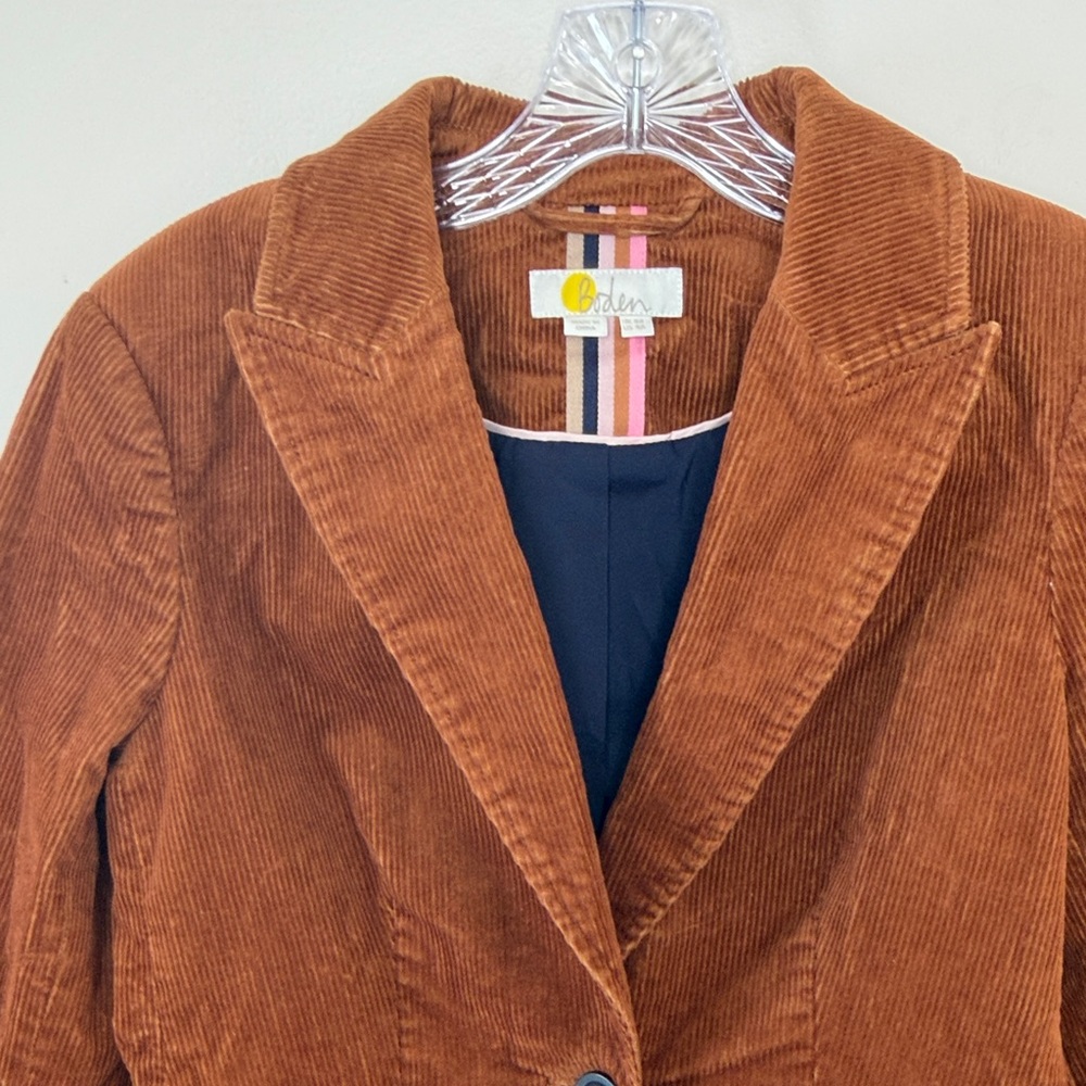 Boden Rich Brown Corduroy Blazer Size 4R - Picture 4 of 7